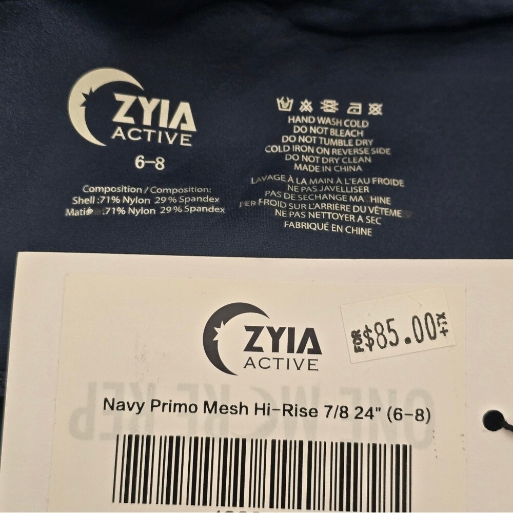 ZYIA Active Navy White Primo Hi Rise 7/8 24" Leggings Size 6-8 Medium - Picture 5 of 6